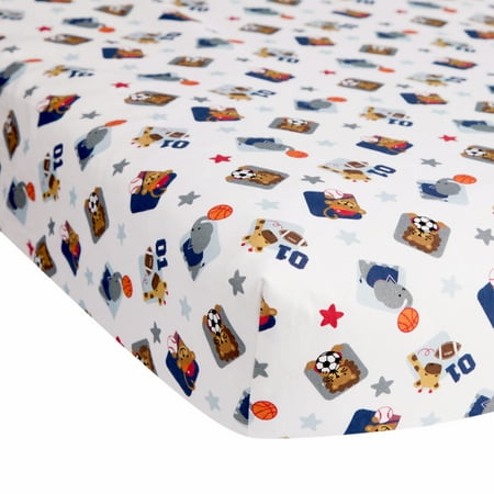 UPC: 0084122579064 | Lambs & Ivy Future All Star Animal Sports 100% Cotton Baby Fitted Crib Sheet
