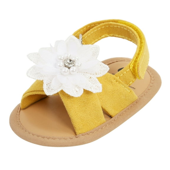 LIIPEE Girls Sandals Casual Solid Color Tassel Flower Soft Sole Flat Bottom Fashion Sandals Toddler Open Toe Regular Fit Anti- Shoes Cute Comfortable Breathable Daily Footwear,Yellow,0-3 Months