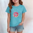 thumbnail image 2 of Qopobobo Cotton Tops For Toddler Girls Toddler Girls Tops & T-Shirts Summer Print Crew Neck Short Sleeve Loose Casual Comfortable T-shirts Daily-Wear Sky Blue,11-12 Years, 2 of 4