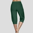 thumbnail image 4 of TANGQIOP Women'S Causal Pants Clothes Knit 3/4 Length Slim Elasticized High Waisted Drawstring Pocket Athletic Solid Color Capris Dark Green XXL, 4 of 6