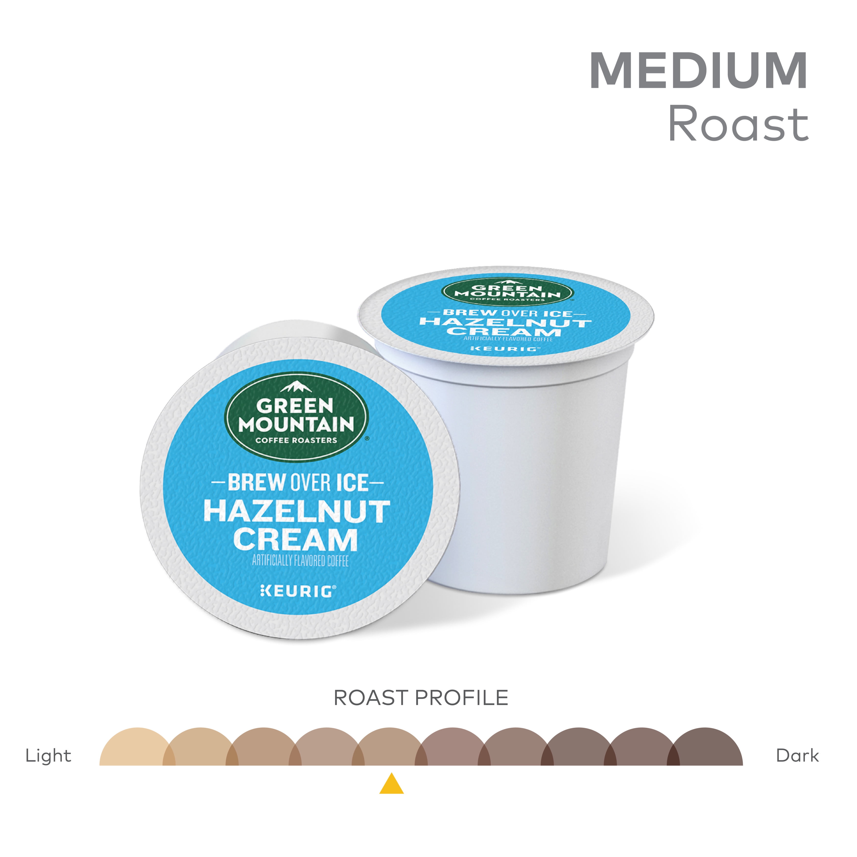 Green Mountain Coffee Roasters Brew Over Ice Hazelnut Cream, Single Serve Keurig K-Cup Pods, Flavored Iced Coffee, 24 Count