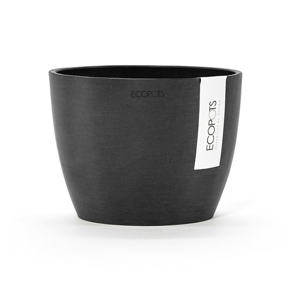 Ecopots Stockholm 6.2" x 4.9" Round Dark Gray Plastic Modern Planter