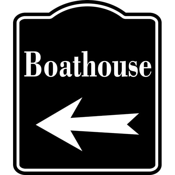 Boathouse Left Arrow BLACK Aluminum Composite Sign, 15"x18"