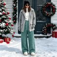 thumbnail image 6 of Women's Fleece Pajama Pants Mid Weight Warm Lounge Bottoms Drawstring Elastic Waist Casual Soft Sleepwear, 6 of 7