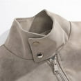 thumbnail image 3 of Mrmaere Men's Stand Collar Jacket Zip-Front Multi-Pocket Stylish Outerwear for Daily & Casual Khaki L, 3 of 8
