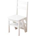 thumbnail image 1 of Wooden Folding Library Ladder Chair,2 In 1 Lightweight Portable Multifunctional Step Stool, 4-Step Stool Dual Purpose Stepladders, Display Stand And Flower Stand For Home ( Color : White , Size : 37x3, 1 of 1