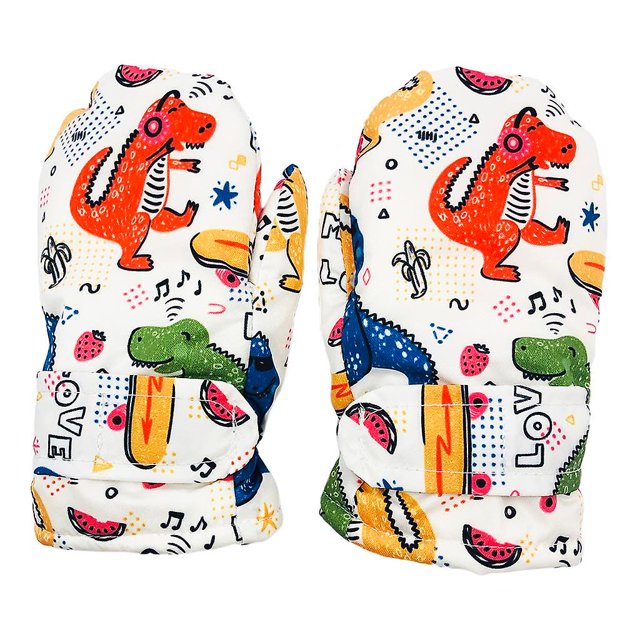 A Guantes de nieve de invierno impermeables para niños pequeños Patrones de animales de dibujos animados Forro de felpa Aislamiento térmico Cálido Deportes Ciclismo Esquí Mitones