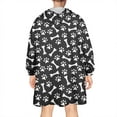 thumbnail image 2 of Wearable Oversized Blanket,Black Dog Paw Footprint Bone Wearable Blanket Hoodie for Adults,Cozy Hooded Blankets with Super Pockets,Super Warm Fuzzy Pullover for Women & Men, 2 of 6