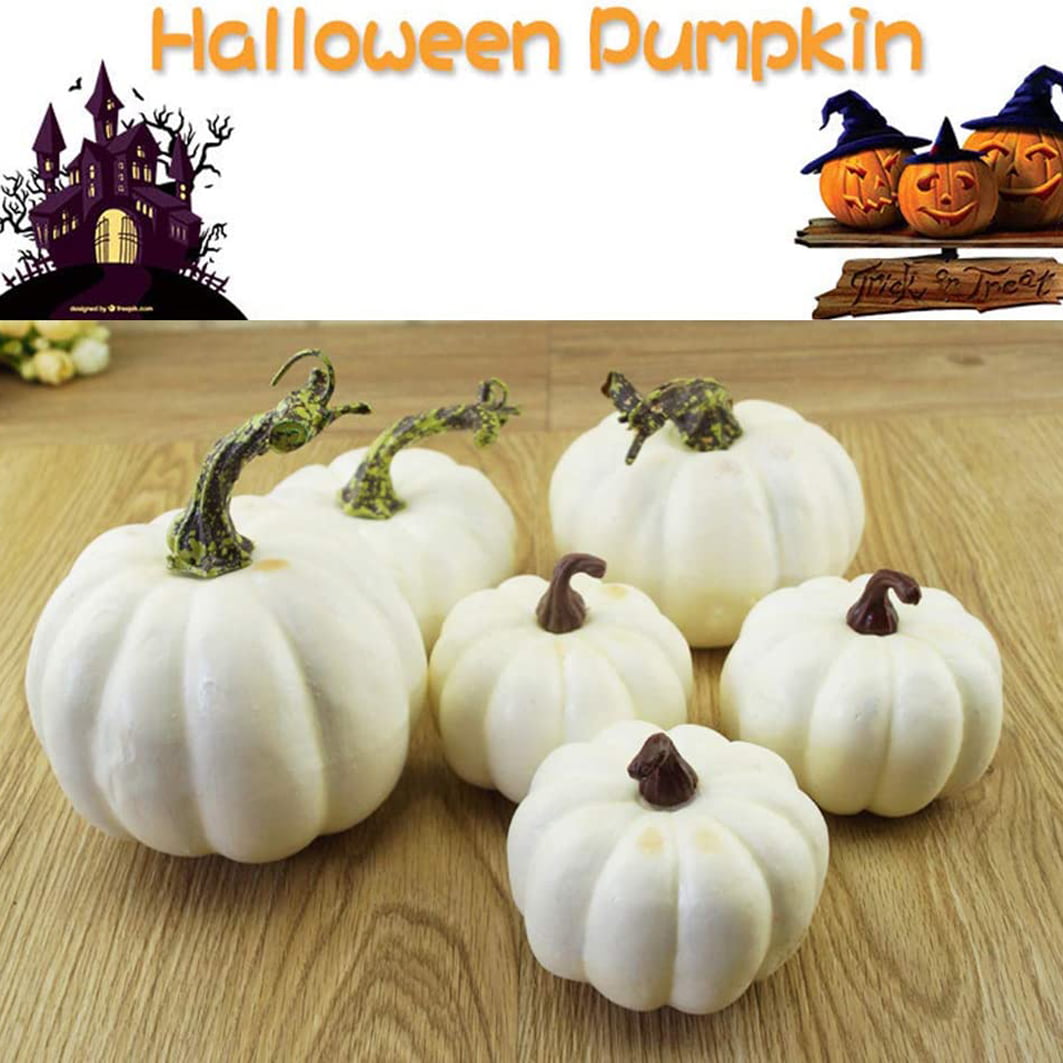 6Pcs Artificial White Foam Pumpkins Simulation Props Home Halloween Decorations 