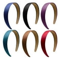 thumbnail image 1 of Diademas de satén de 1,2 pulgadas Diademas para el cabello duras antideslizantes para damas y niñas Diademas para el cabello DIY 6 piezas Negro., 1 of 5