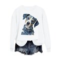 thumbnail image 2 of ersvoioy Crewneck Sweatshirt Women Loose Fit Printed Long Sleeve Hoodless Top for Fall White L, 2 of 5