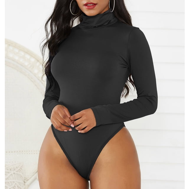 Body ajustado, Body de manga larga para mujer, Body de manga larga para mujer, Body de cuello alto, Diseño exquisito