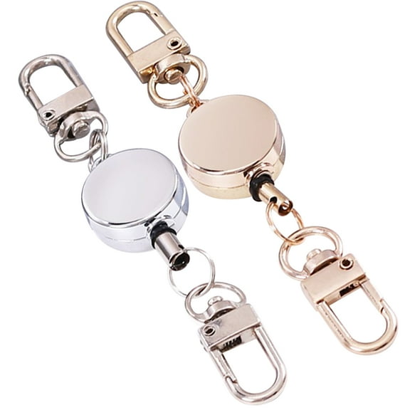 Id Badge Holders Retractable Keychain 2 Pcs Easy-to-pull Ring Portable Fob Keychains Work