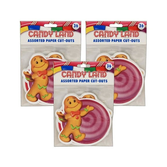 Eureka Candy Land Assorted Paper Cut Outs 36 Per Pack 3 Packs (EU-841294-3)