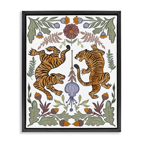 Stupell Industries Southwestern Mirrored Plants with Tigers Black Floating Frame Canvas Art, 17 x 21, by Elizabeth Medley
