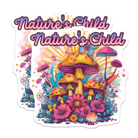 (2 Pack) Nature's Child Magnets - Mushroom Art Decor - Boho Home Design Magnets - 5" On Longest Side - for Cars, Fridges, Toolboxes - Made in USA - MAG6151