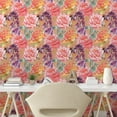 thumbnail image 2 of Ambesonne Floral Peel & Stick Wallpaper for Home, Exotic Roses and Orchid Art, 13"x100", Dark Peach Coral and Plum, 2 of 5