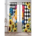 thumbnail image 2 of Sheer Curtains 84 Inches Long 2 Panels Set for Living Room, Farmhouse Rooster Semi Sheer Curtains for Windows, Black Plaid Botanical Sunflower Floral Voile Window Treatments Rod Pocket Curtain, 2 of 7