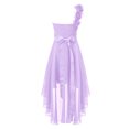 thumbnail image 2 of Manyakai Girls One Shoulder Chiffon Wedding Bridesmaid High Low Dress Pageant Prom Ball Gown Lavender 6, 2 of 5