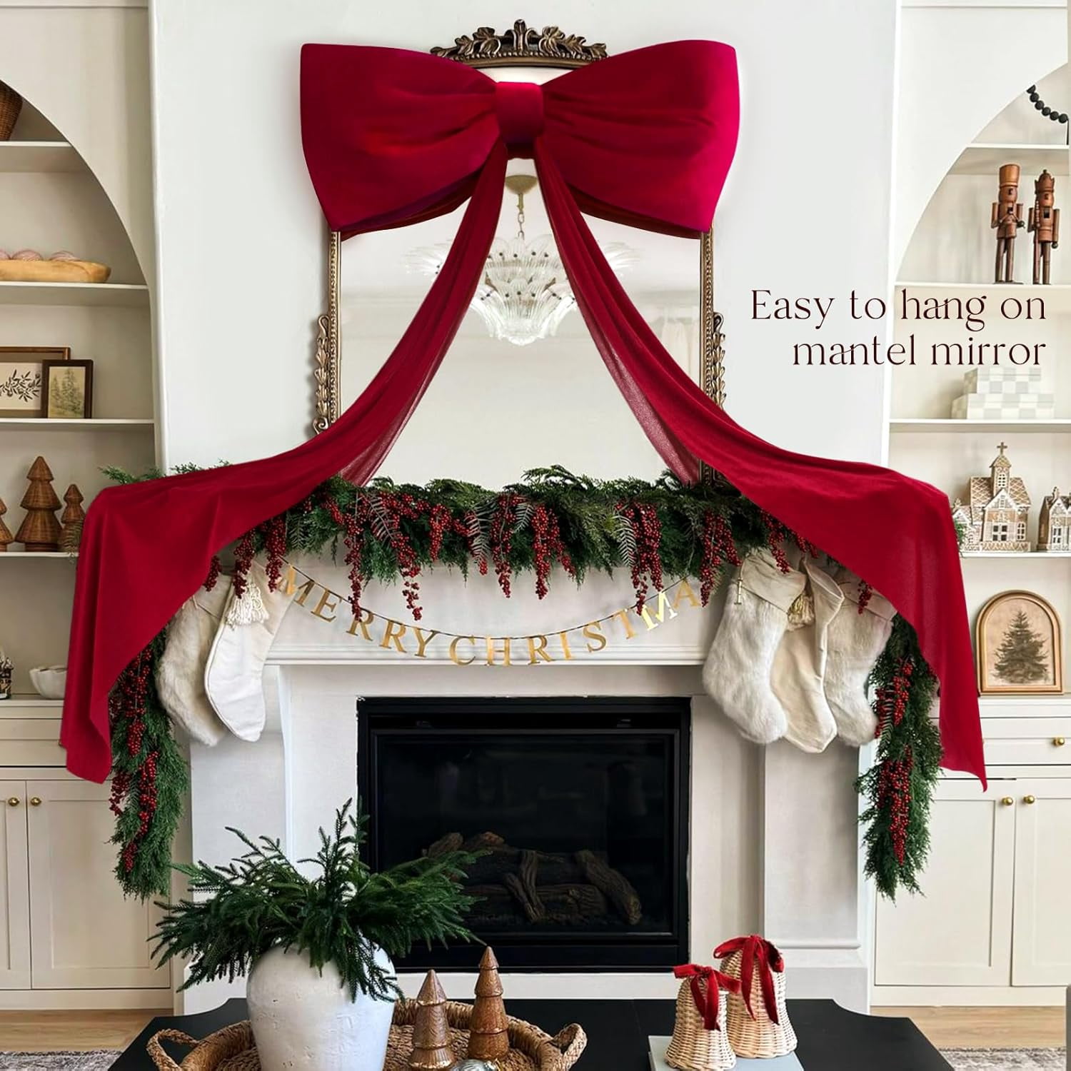 6 Ft Big Christmas Bows for Christmas Tree ,Indoor Christmas Decorations Home Room Party Hanging Decor