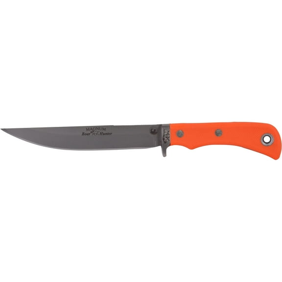 Knives of Alaska Magnum Boar Hunter Fixed Blade Knife 6" Drop Point D2 Bead Blasted Blade SureGrip Handle Orange