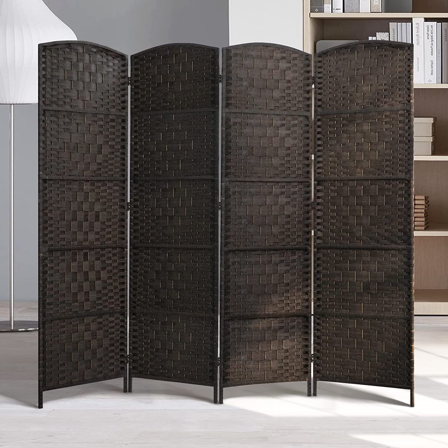 Room Divider 4 Panel,Partition Folding Screen Room Dividers Freestanding,Diamond DoubleWeaved