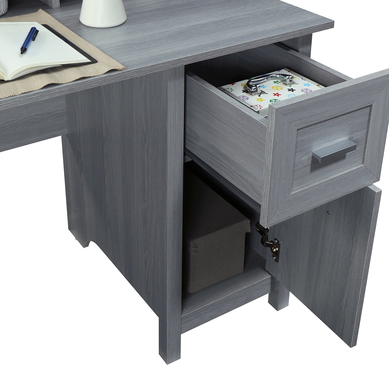 Techni Mobili Classic Office Desk with Storage, Gray RTA-8411-GRY