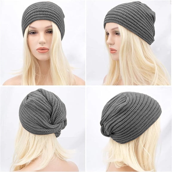 YOZGXEG Spring Hats For Women Women'S Winter Warm Knit Beanie Turban Hat Thick Chemo Cap Polyester Gray One Size
