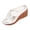 White, variant on Women's Cork Footbed Wedges Dressy Slippers Sandals Stylish Casual Cross-Band Leather Platform Chunky Slip on High Heels Beach Summer Dress Slides Shoes White Size 9.5