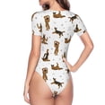 thumbnail image 4 of Daiia German Shepherd Dog print Women's Crew Neck Short Sleeve Bodysuit Fashion Tops Fit Casual Basic Extender Bodysuit-Medium, 4 of 9