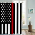 thumbnail image 3 of American Flag Honoring Firefighters Shower Curtain Set Polyester Waterproof Fabric Bath Curtain Patriotic Home Decor for Homes, Hotels, Apartments Farmhouse Style Includes Hooks (72"x72), 3 of 6