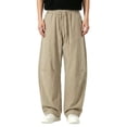 thumbnail image 2 of Atkumj Linen Pants Men with Pockets Fashion Elastic Waist Drawstring Pants Casual Solid Color Straight Leg Men Trousers Pants for Daily Wear 2XL, 2 of 6