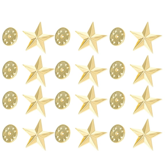 STOBOK 12Pcs Star Rating Badges Golden Metal Lapel Pins for Costume and Clothes Decoration