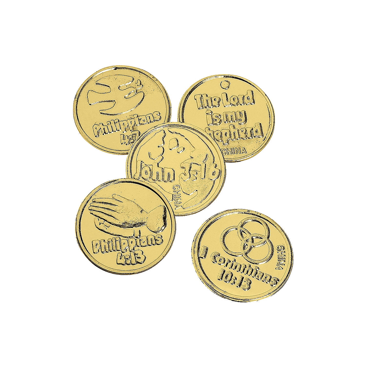 Plastic Bible Verse Gold Coins Toys 144 Pieces