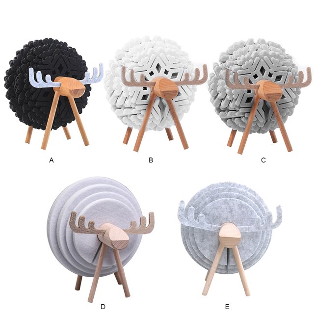 Becaristey Lot de 12 sous-Verres Tapis de Table de Cuisine Table à Manger Tapis de Table Forme Animale DIY Tapis de Boisson de Bureau Napperon Rond Noir 1Set