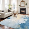 thumbnail image 3 of Blue Yellow Large Area Rug 8x10 FT, Non Slip Living Room Throw Carpet, Modern Vintage Oil Painting Abstract Washable Soft Indoor Outdoor Carpet Non-Shedding Rug for Bedroom Dining Room, 3 of 9