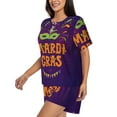 thumbnail image 2 of Picia Mardi Gras2 Pajamas Sets for Women Soft Short-Sleeved Pjs with Lounge Shorts Two Piece Sleepwear-Large, 2 of 9
