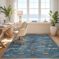 thumbnail image 3 of Design&I 5'x7' Washable Area Rug Cabin School Waves Icons Clownfish Lake Trout Pinecone Fish Fishing Refined for Guest Room, Lounge, Apartment, Flatweave & Daily Traffic Ready, 3 of 7