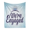 thumbnail image 1 of Engagement Party Soft Flannel Fleece Throw Blanket, We Are Engaged Announcement Words Wedding Ring Celebration, Cozy Plush for Indoor and Outdoor Use, 70" x 90", Sky Blue and Navy Blue, by Ambesonne, 1 of 6