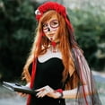 thumbnail image 7 of HOWAF Halloween Day of the Dead Headband Veil Rose Floral Crown Mexican Headband Halloween Face Tattoos Day of The Dead Tattoo Halloween Lace Necklace Bracelet Earrings for Women Halloween Costume, 7 of 7