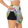 thumbnail image 3 of Lsque Purple Butterfly On Wild Printed Women's Running Shorts with Liner Pockets,Elastic Quick Dry Workout Athletic Gym Yoga Shorts,Womens High Waist Shorts-, 3 of 9