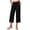 #340-Black, variant on Women's Fashion High Waisted Wide Leg Capris, Casual Solid Color Elastic Waist Tulip Hem Pants with Side Pockets Gift