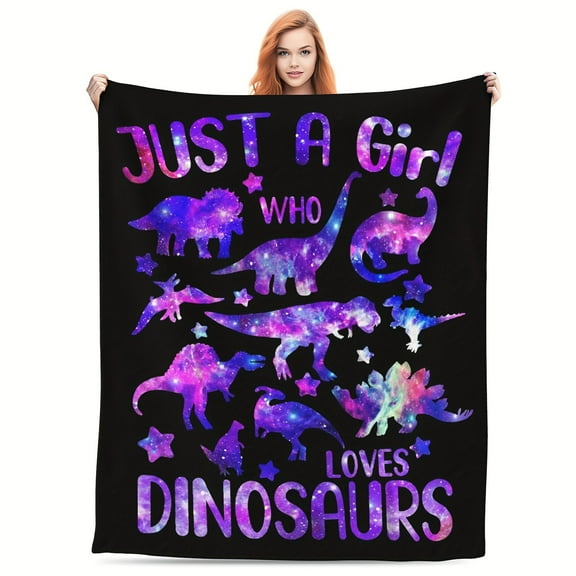 1 pc Dinosaur Blanket for Girls-Just a Girl Who Loves Dinosaurs-Dinosaur Gift for Girls Women-Super Cute Starry Dinosaur Pattern-Soft Lightweight and Warm