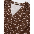 thumbnail image 6 of Moomaya V-Neck Printed Tops For Women, Button Down Short Sleeve Crop Top Blouse, 6 of 8