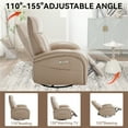 thumbnail image 6 of Aukfa Leatheraire Power Recliner Swivel Glider for Nursery with USB Charge Lumbar Support, Brown, 6 of 9