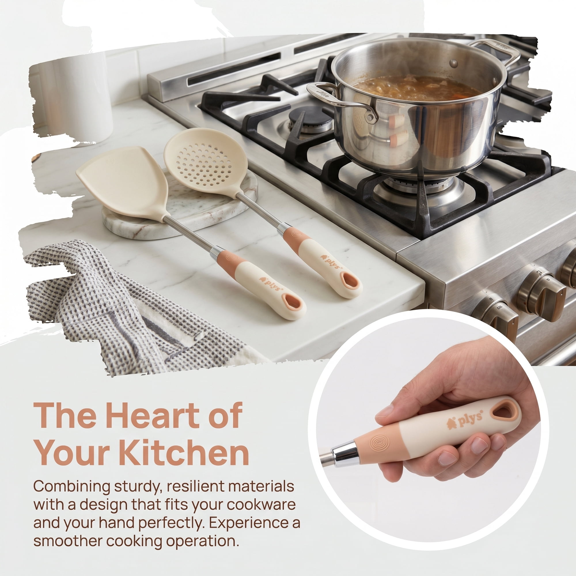 Unique Bargains Kitchen Utensil Set with Silicone Cooking Gadgets White-Silver B 2pcs