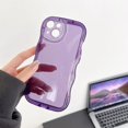 thumbnail image 4 of Compatible with iPhone 14 Case,Cute Clear Curly Wave Frame Shape Design with Camera Lens Protector Cover,Soft Slim Transparent TPU Full Protection Case for Women and Girls-Purple, 4 of 6