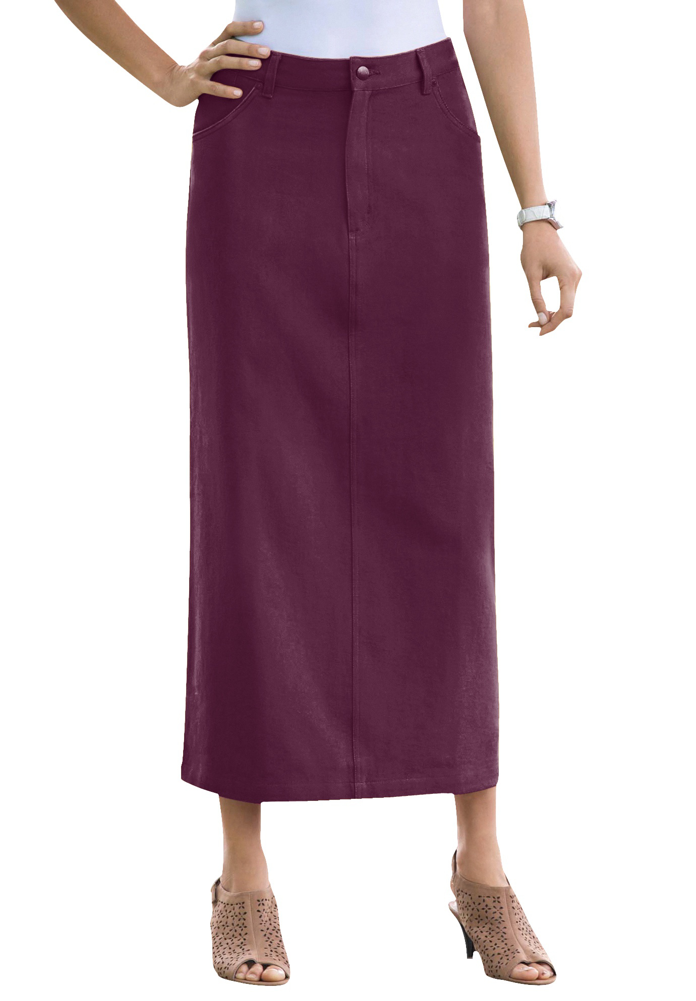 Classic Cotton Denim Long Skirt 