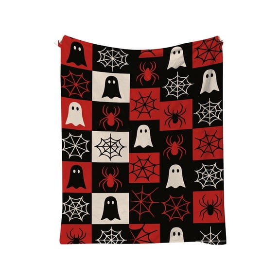Halloween Throw Blanket Decorative Soft Warm All Season Fleece Blankets for Bed Chair Car Sofa Couch Bedroom,Red