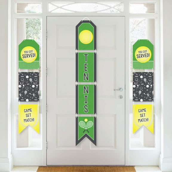 Big Dot of Happiness You Got Served - Tennis - Hanging Vertical Paper Door Banners - Baby Shower or Birthday Party Wall Decor Kit - Indoor Door Decor